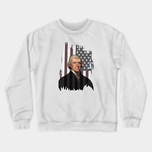 President Thomas Jefferson American Flag Crewneck Sweatshirt by swagmaven